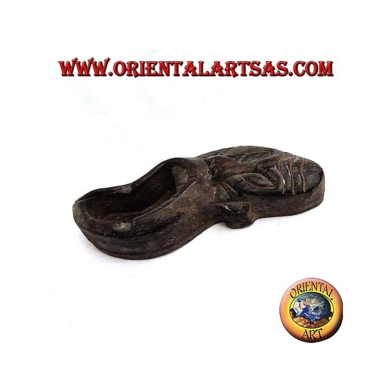 Tribal mask shaped ashtray made of Teak wood