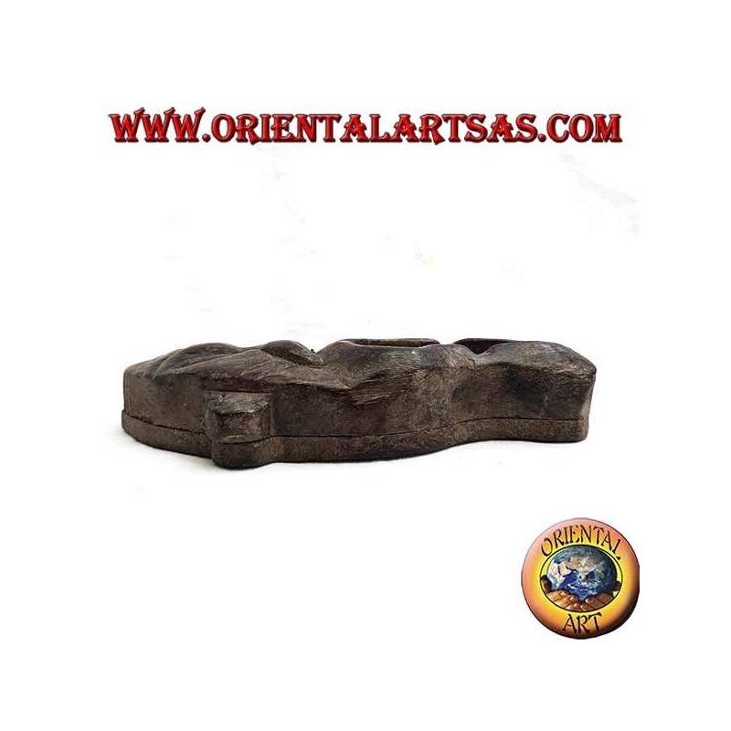 Tribal mask shaped ashtray made of Teak wood