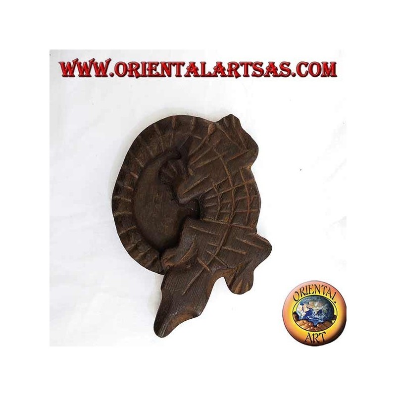 Crocodile ashtray in Teak wood