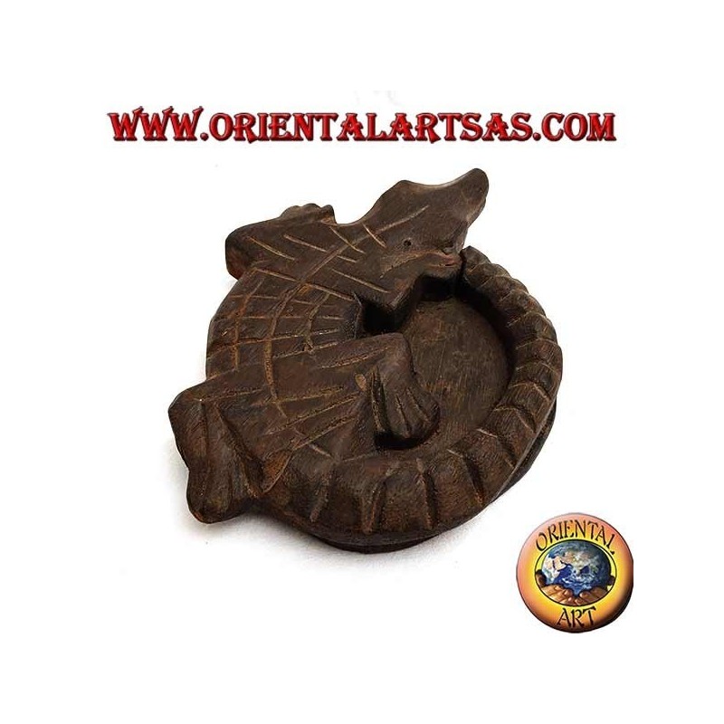 Crocodile ashtray in Teak wood
