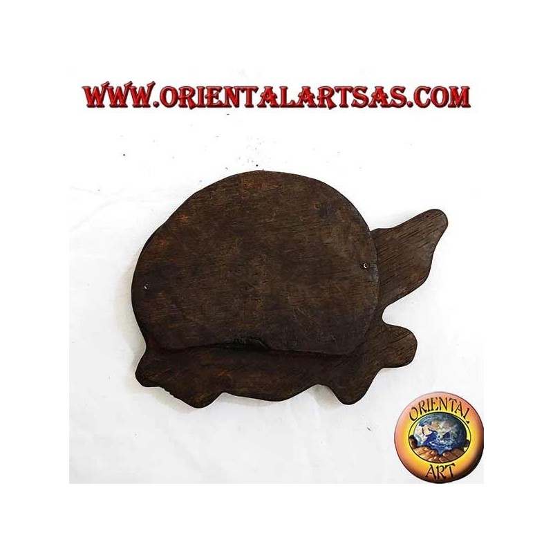 Cenicero de cocodrilo en madera de teca