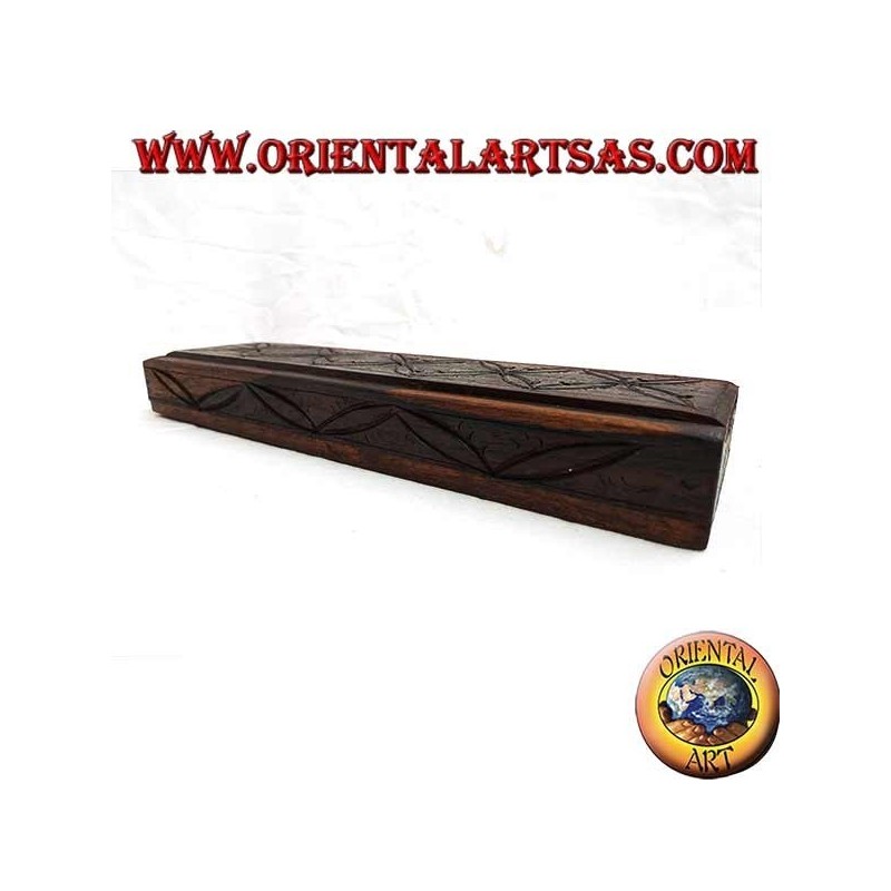 Caja rectangular con apertura deslizante en madera de ébano pequeña.