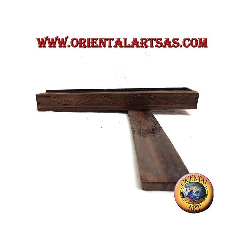 Rectangular box with sliding opening in small ebony wood