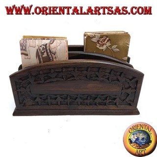 Portalettere a due tasche in legno di ebano (piccolo)