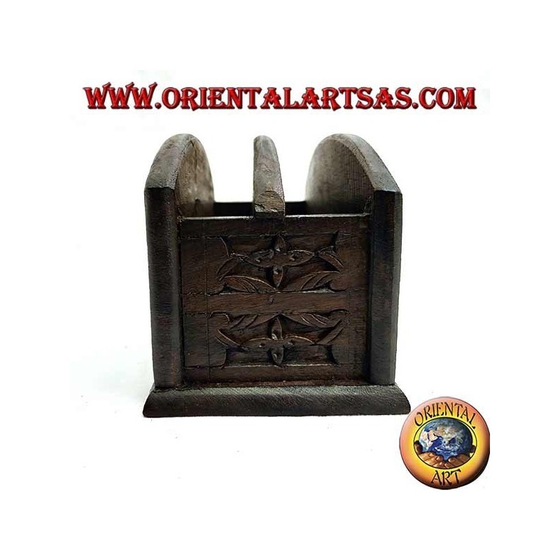 Mailbox with two pockets in ebony wood (small)