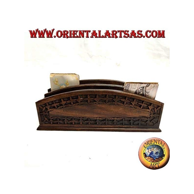 Mailbox with two pockets in ebony wood (large)