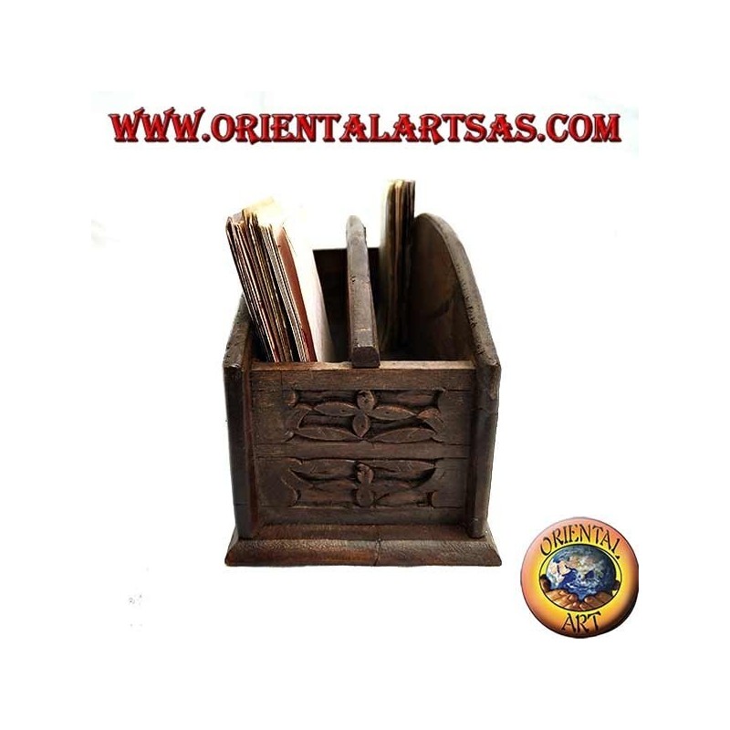 Boîte aux lettres avec deux poches en bois d'ébène (grande)