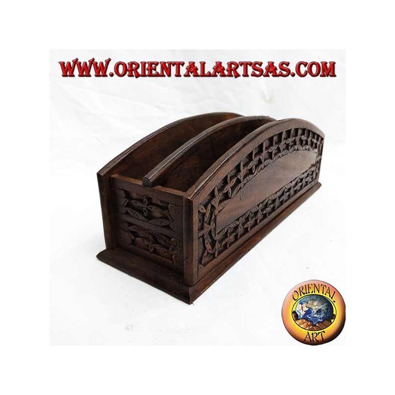 Mailbox with two pockets in ebony wood (large)