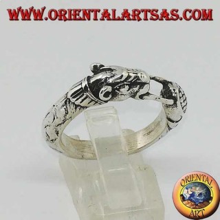 Silver ring with a panther (ouroboros)