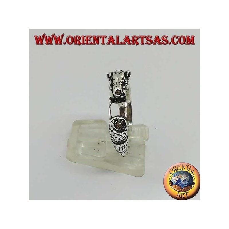 Silberring mit Panther (Ouroboros)