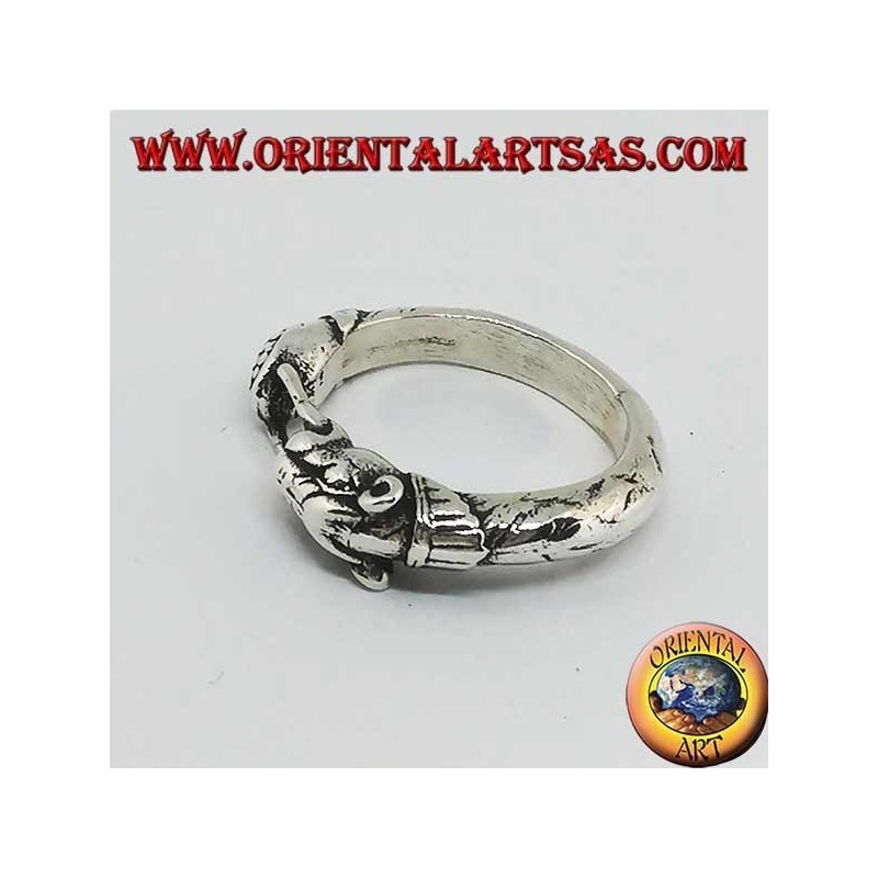 Silver ring with a panther (ouroboros)