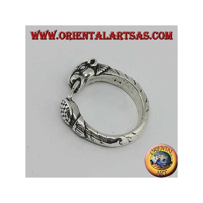 Silver ring with a panther (ouroboros)