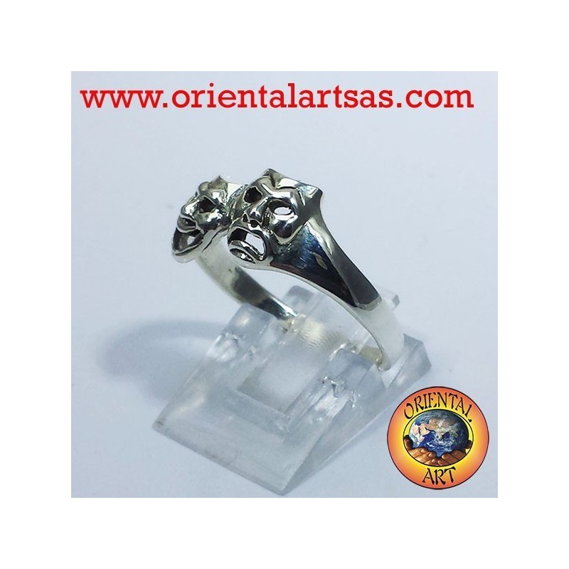 Anello maschere della tragedia in argento