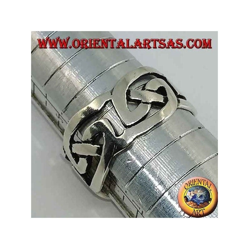 Bague en argent perforé avec noeud celtique