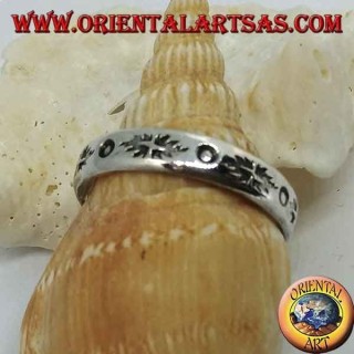 Silver ring with punch engravings