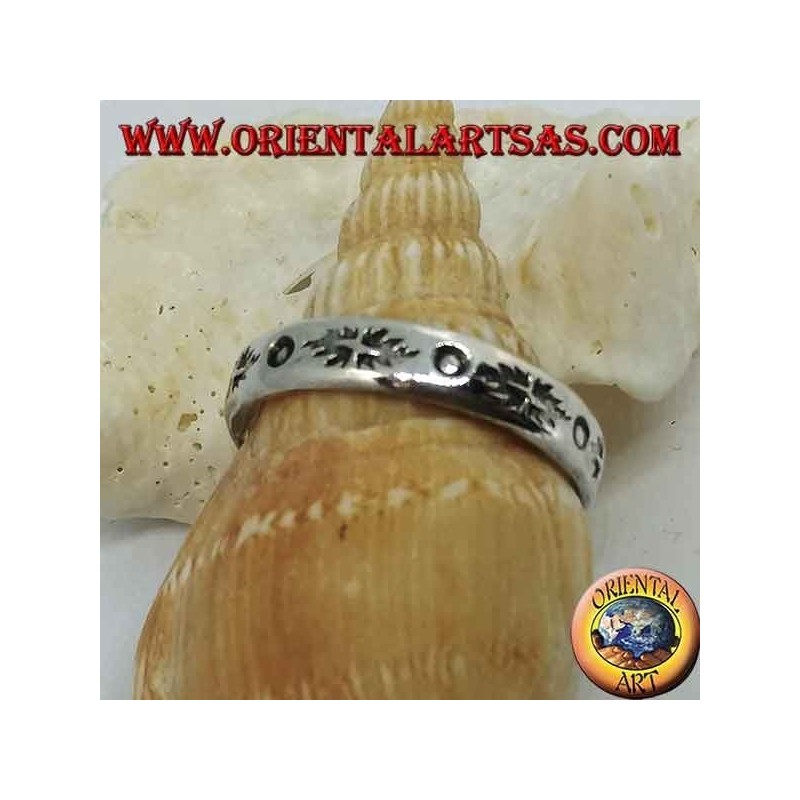 Silver ring with punch engravings