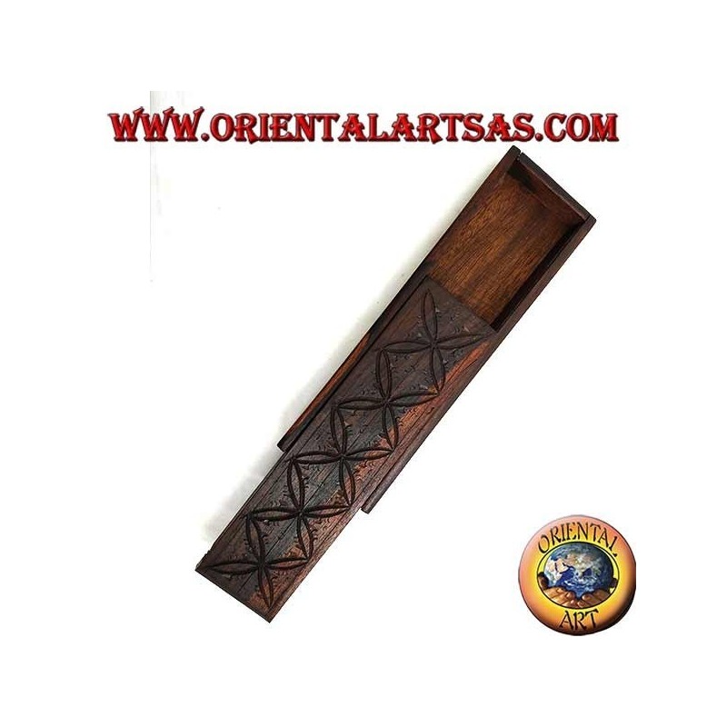 Rectangular box with sliding opening in ebony wood (large)