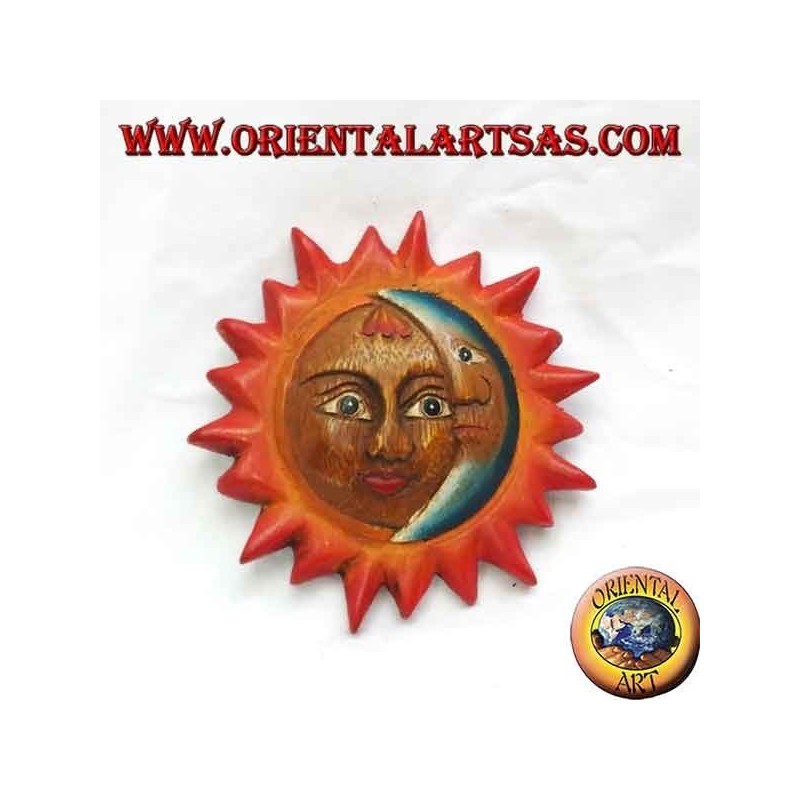 Sole e luna da muro a colori caldi e azzurro (piccolo)