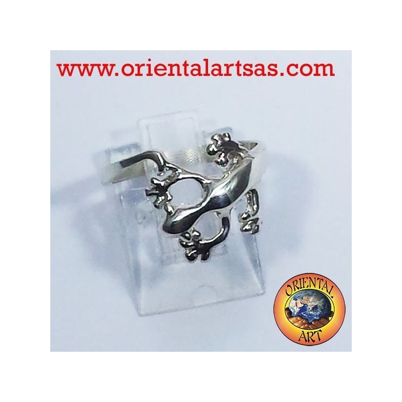 anneau de gecko en argent