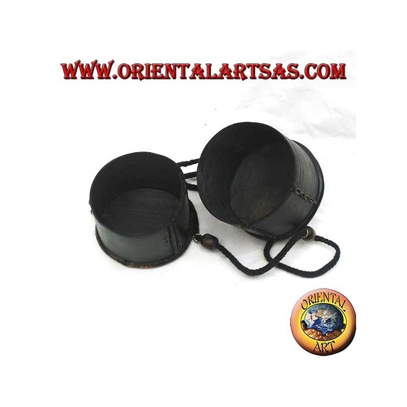 Boîte cylindrique et sac rigide en écorce d'arbre et bambou