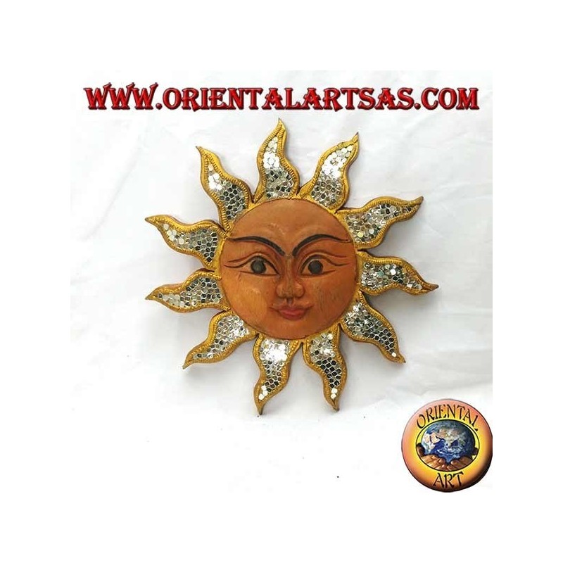 Sun with wall mirrors in suar wood (medium)