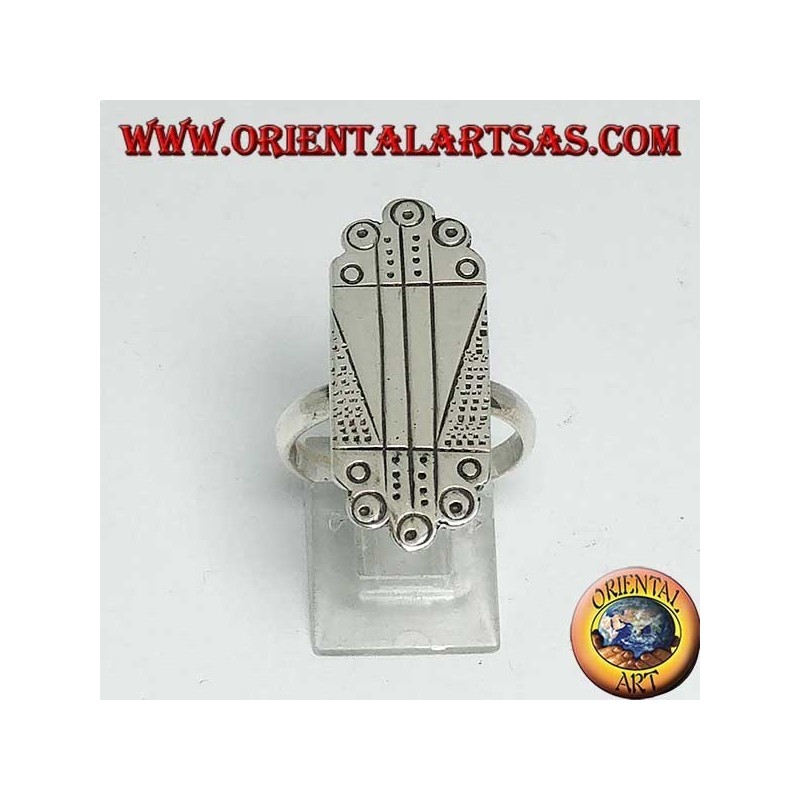 Silver plate ring with handcrafted engravings