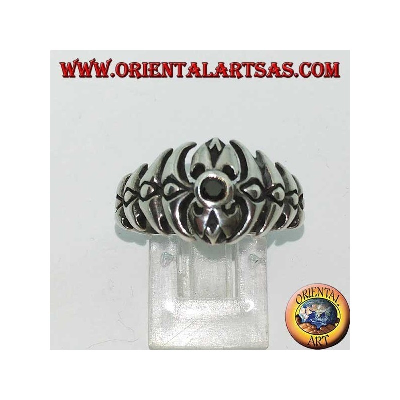 Anello in argento a spina dorsale con onice tonda