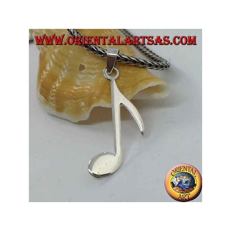 Colgante de plata nota musical croma alargada