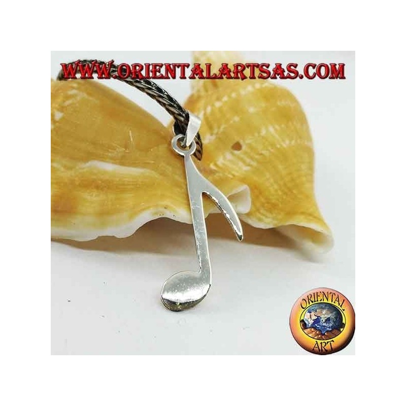 Silver pendant musical note elongated chroma
