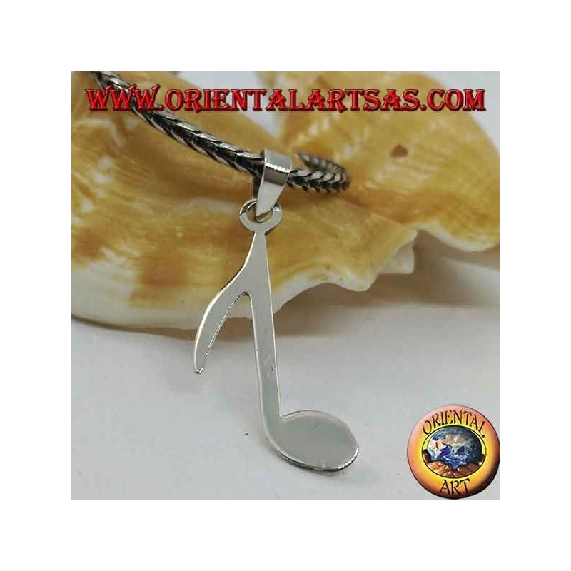 Ciondolo in argento nota musicale croma allungata