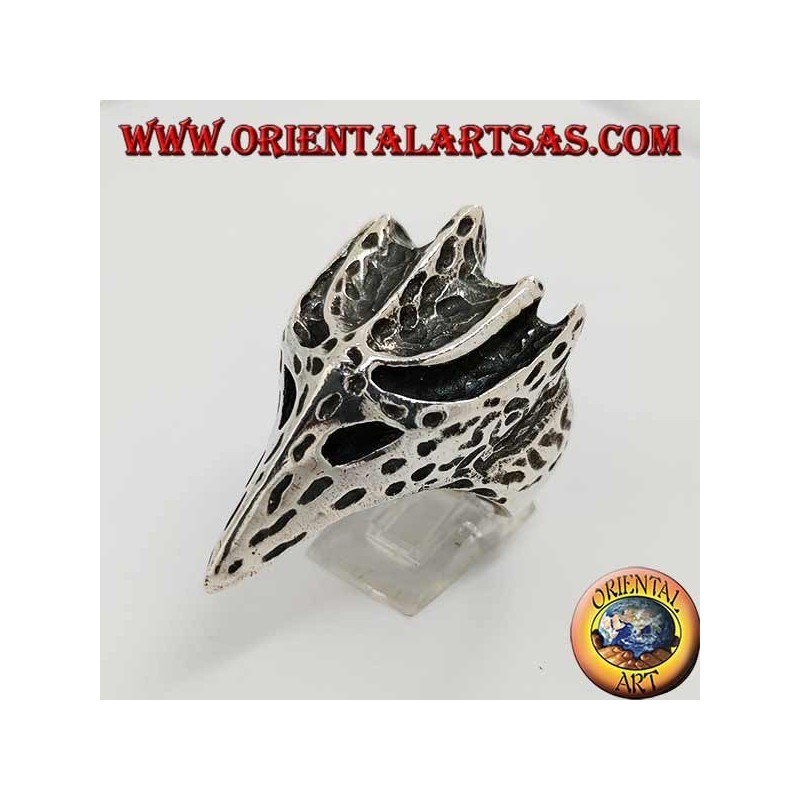 Bague en argent en forme de tête de corbeau (grande)