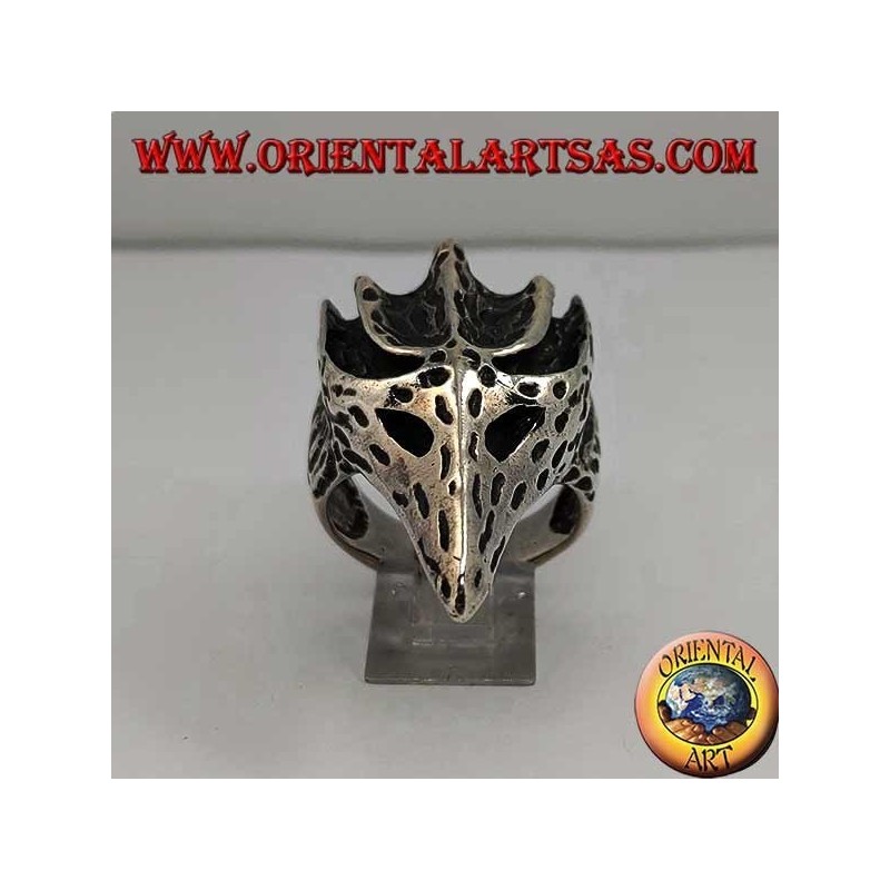 Bague en argent en forme de tête de corbeau (grande)