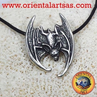 Bat pendant with head down silver