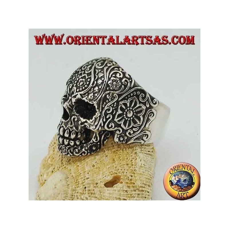 Anillo de plata calavera mexicana