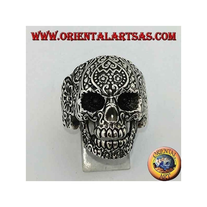 Bague argent tête de mort mexicaine