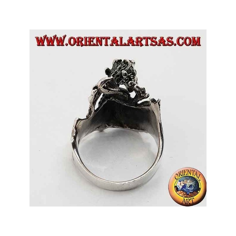Anello in argento a forma di drago lanciafiamme