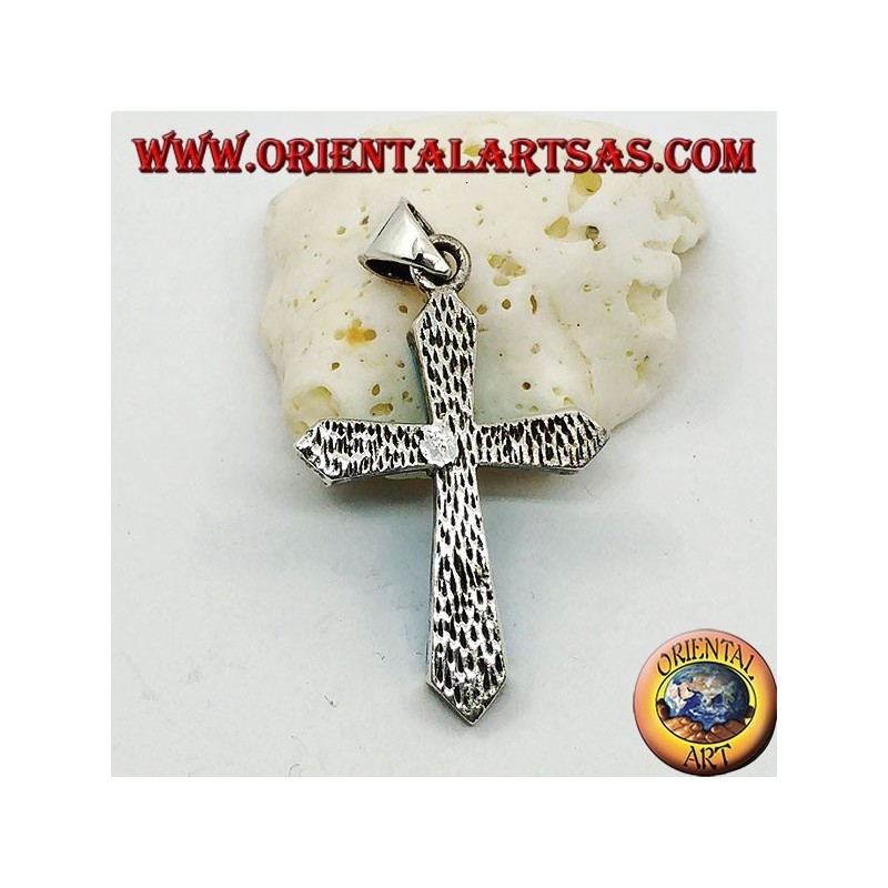 Silver cross pendant with turquoise paste arms and silver structure