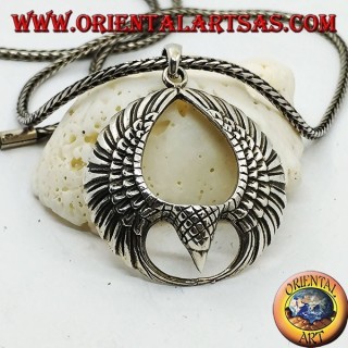 Pendentif en argent aigle en vol avec ailes ouvertes en cercle