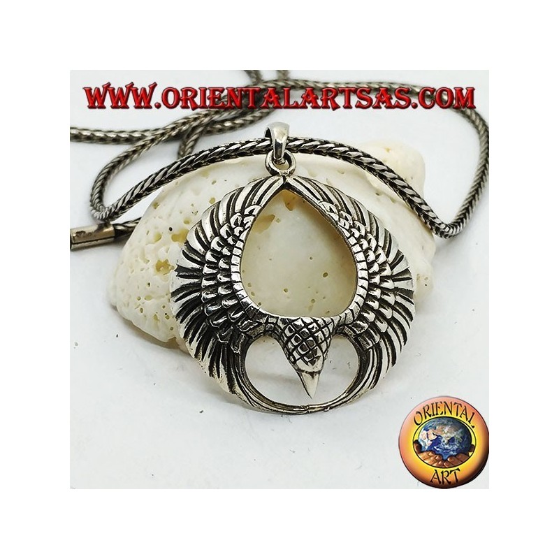 Pendentif en argent aigle en vol avec ailes ouvertes en cercle
