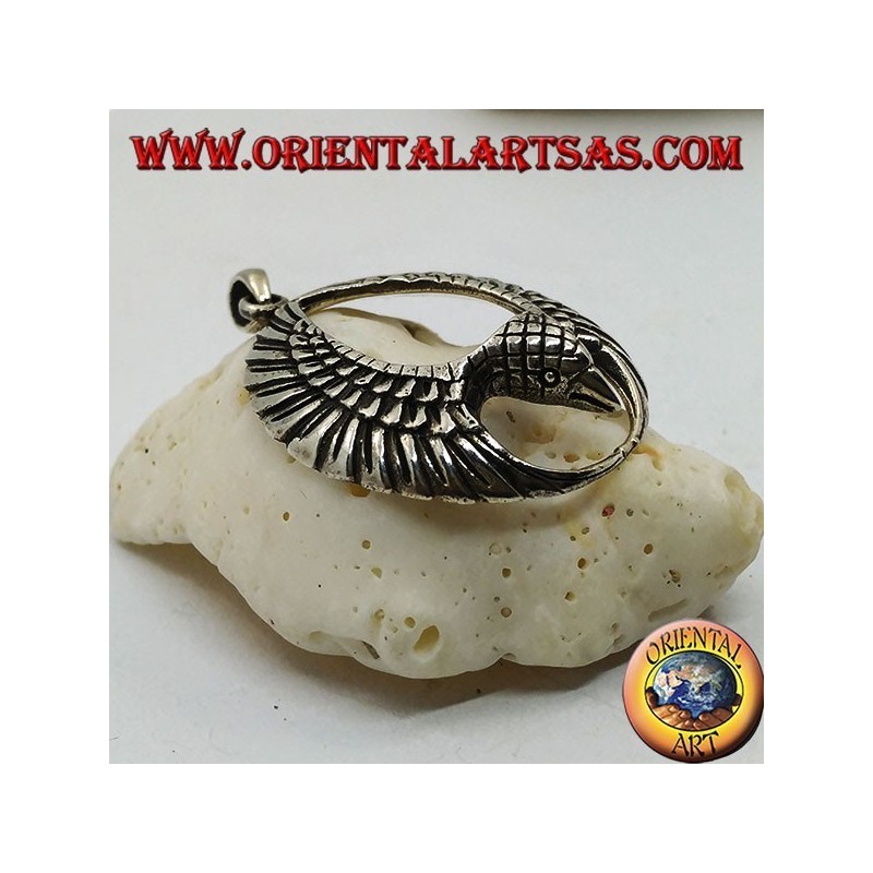Pendentif en argent aigle en vol avec ailes ouvertes en cercle