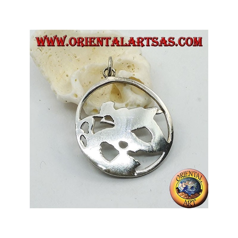 Pendentif dragon en argent dans le cercle (grand)