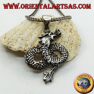 Silver dragon pendant infinitely woven