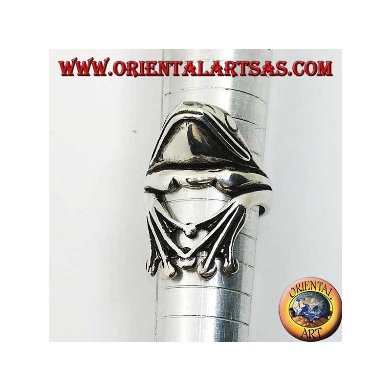 Silberring in Form eines anhaftenden Frosches