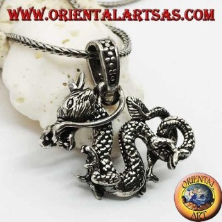 Ciondolo in argento Drago tridimensionale