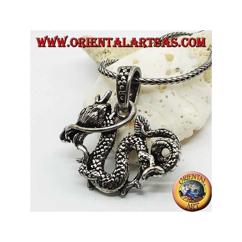 Pendentif en argent dragon tridimensionnel