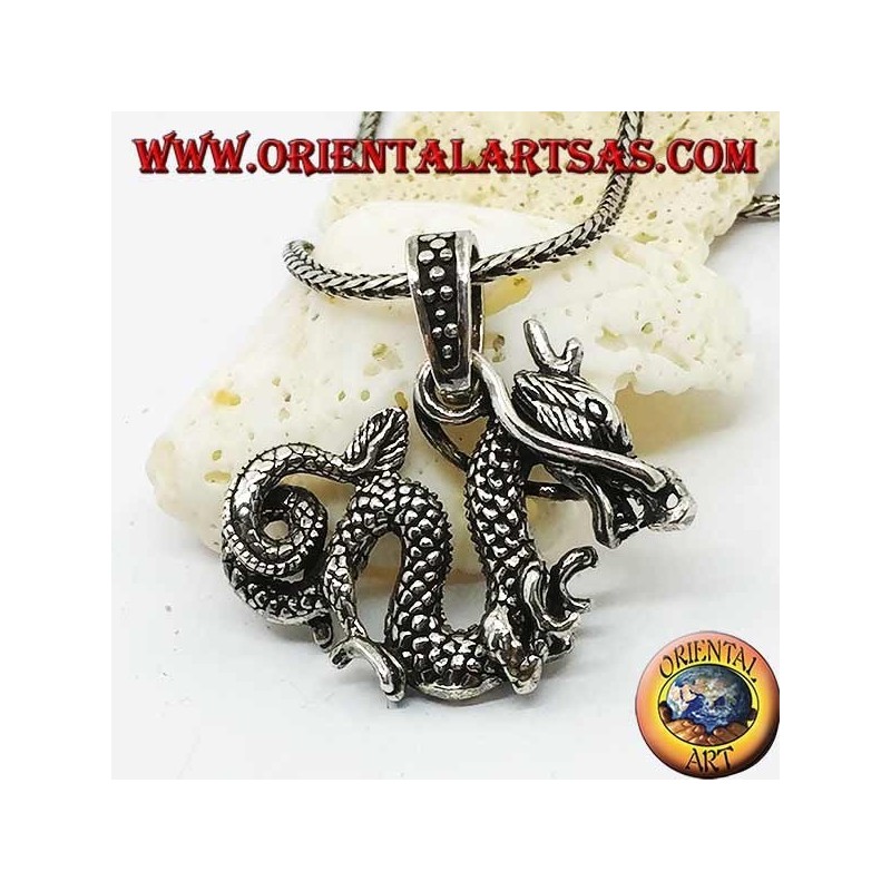 Pendentif en argent dragon tridimensionnel