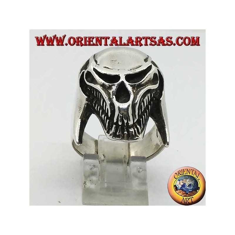 Bague en argent crâne extraterrestre (prédateur)