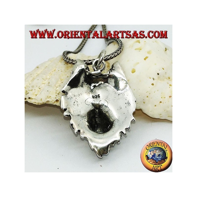 Großer silberner Wolfskopfanhänger