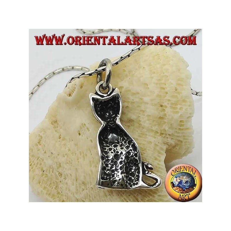 Pendentif argent chat posant