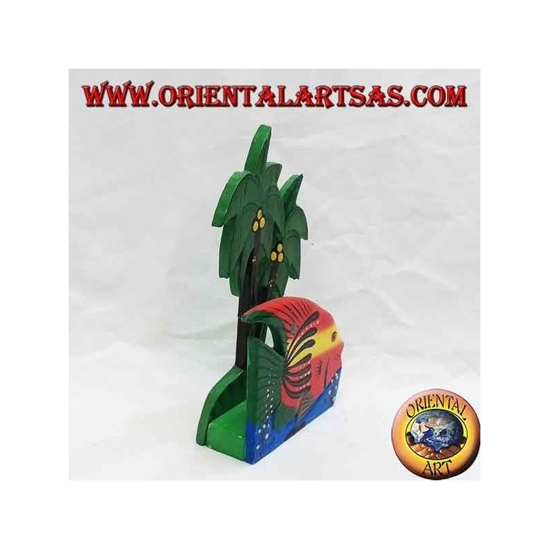 Hawaiian style letter / napkin holder with fish in balsa wood (red, yellow)